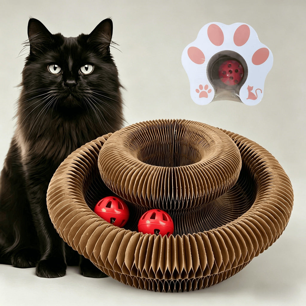 Cat Scratching Post With Magnetic AttachmentsVersatile Corrugated CardboardAnd Accordion Design For Pets