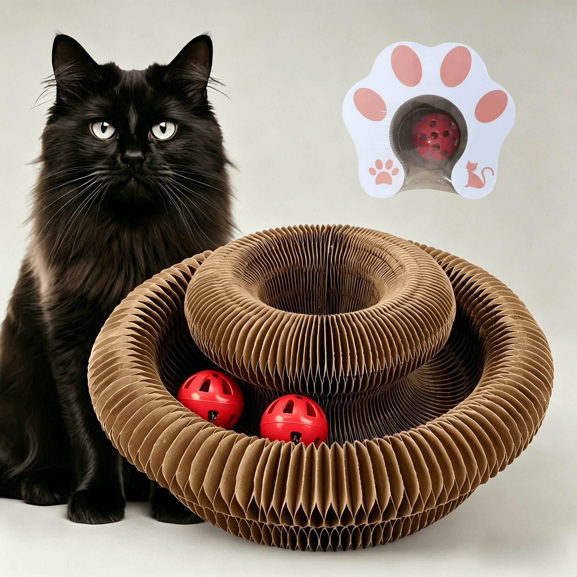 Cat Scratching Post With Magnetic AttachmentsVersatile Corrugated CardboardAnd Accordion Design For Pets