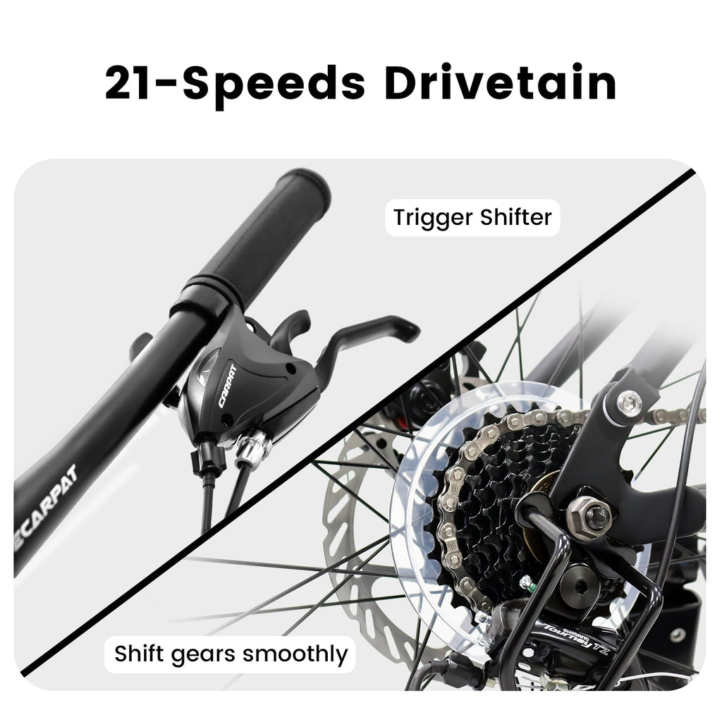24" TrailX Adult Mountain Bike | 21-Speed Full Suspension (Black)