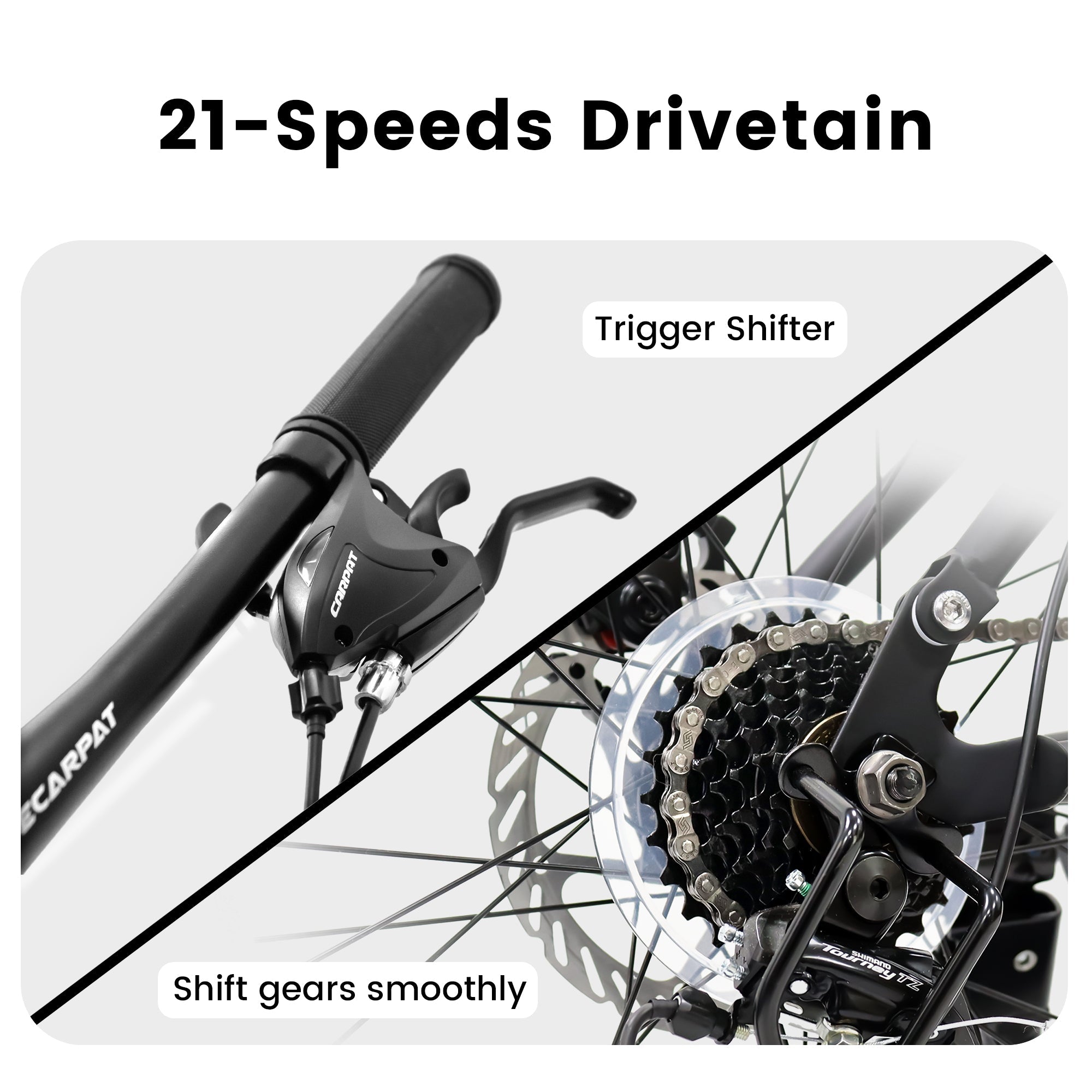 24" TrailX Adult Mountain Bike | 21-Speed Full Suspension (Black)