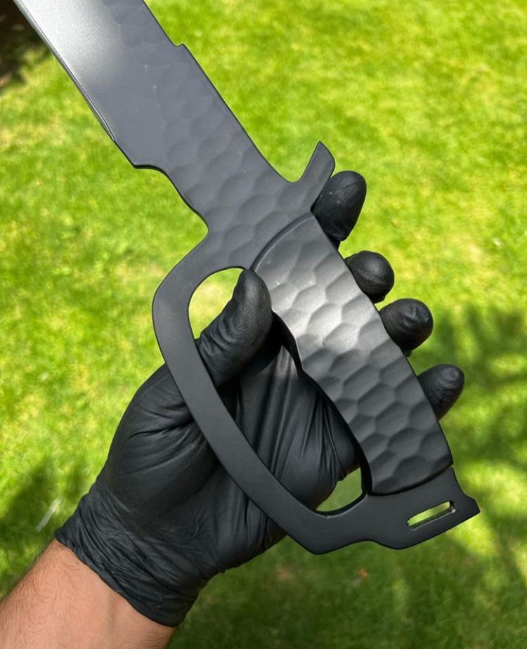 D Guard Custom Made D2 Steel Black Powder Coated Camping Knife