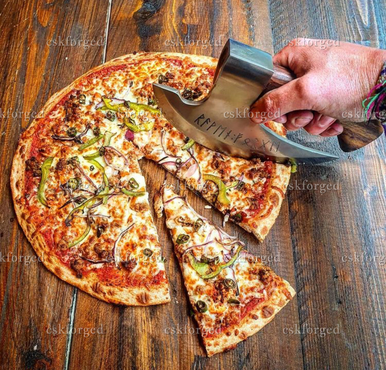 Custom hand forged pizza cutter X, Viking pizza cutter , Viking Bearded Camping cutter, Best Birthday & Anniversary Gift For Him