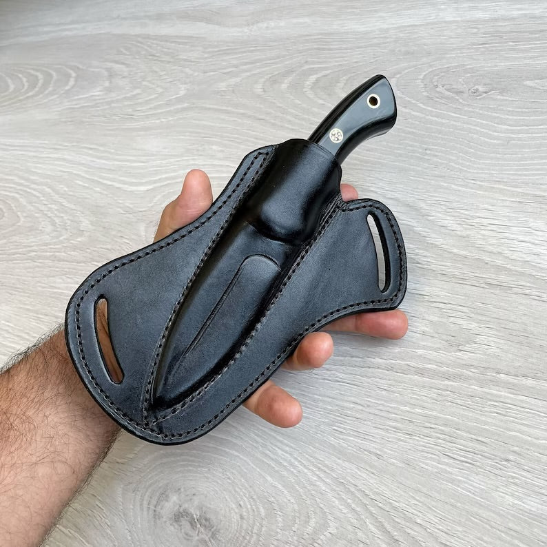 Hunting Knife 1095 Carbon Steel and Compact Buffalo horn Handle -Blacksmith Made Camping Knife - Bushcraft Knife - Survival Knife with Sheath