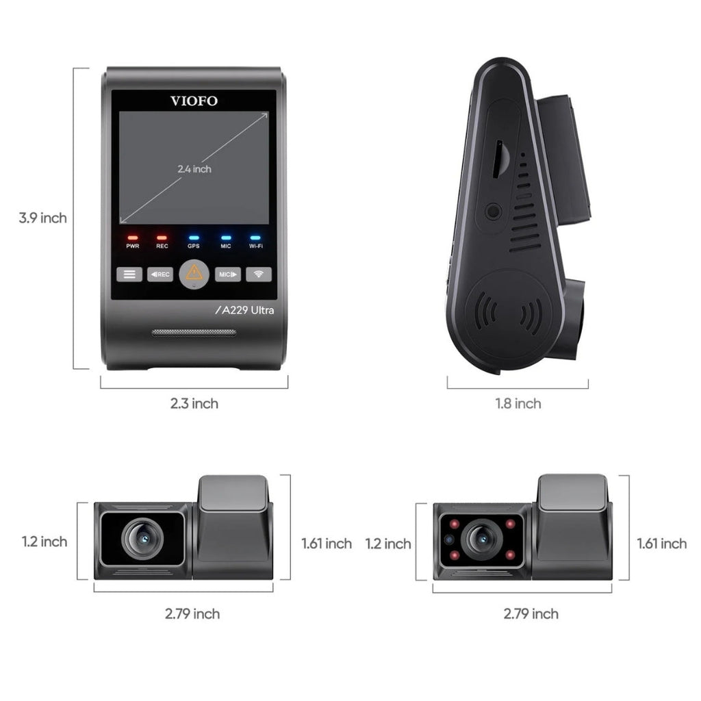 VIOFO A229 Ultra 4K+4K+1080p 3-Channel 30FPS UHD Dash Cam