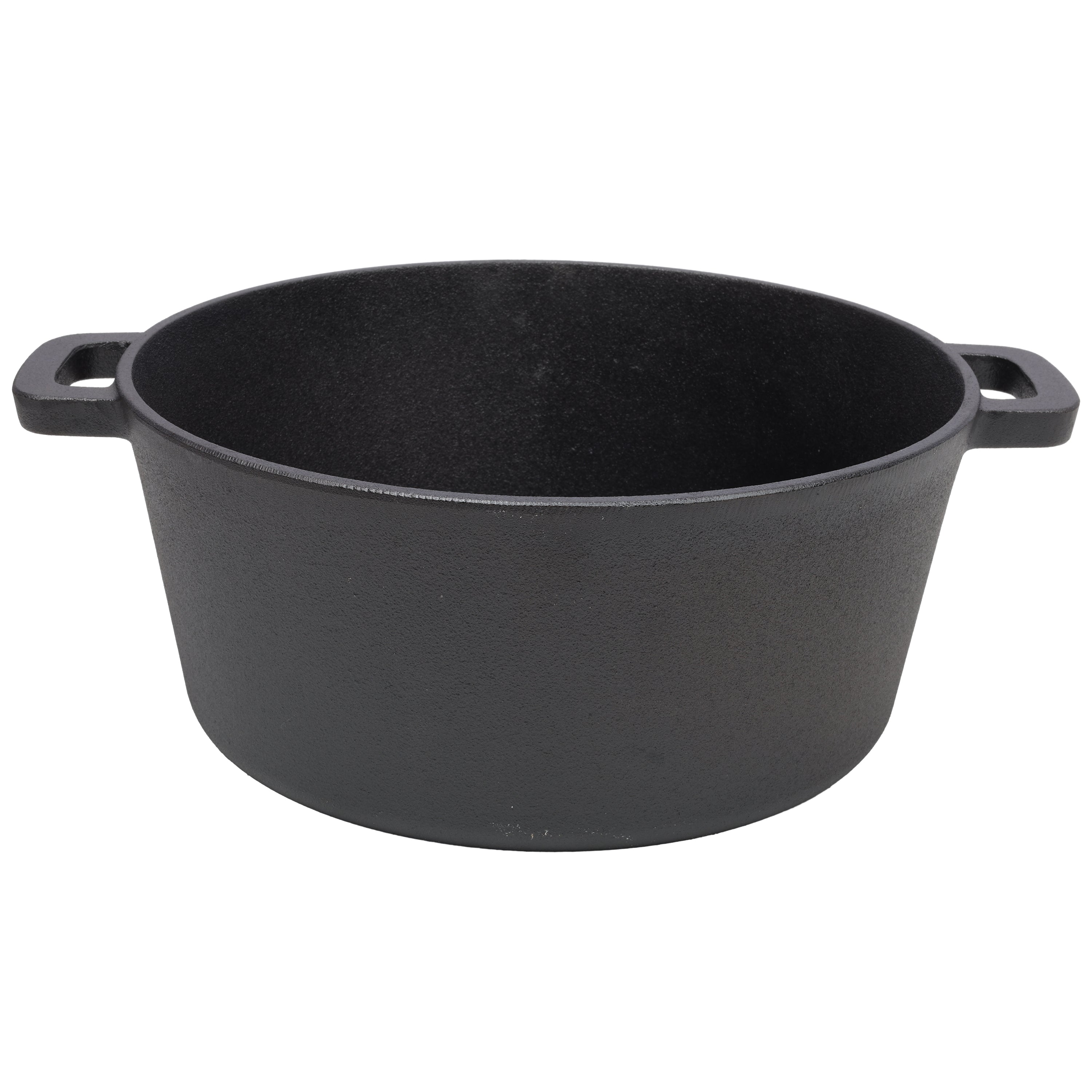 2 in 1 Pre-Seasoned Cast Iron Dutch Oven With Dual Handles.