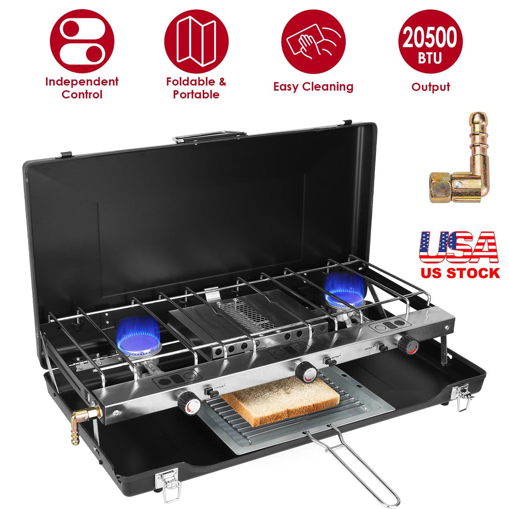 3 Burner Camping Stove Portable Foldable Propane Stove