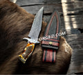 Handforged Damascus Steel 'Dragon Slayer' Knife – Stag Handle,Collector’s Edition