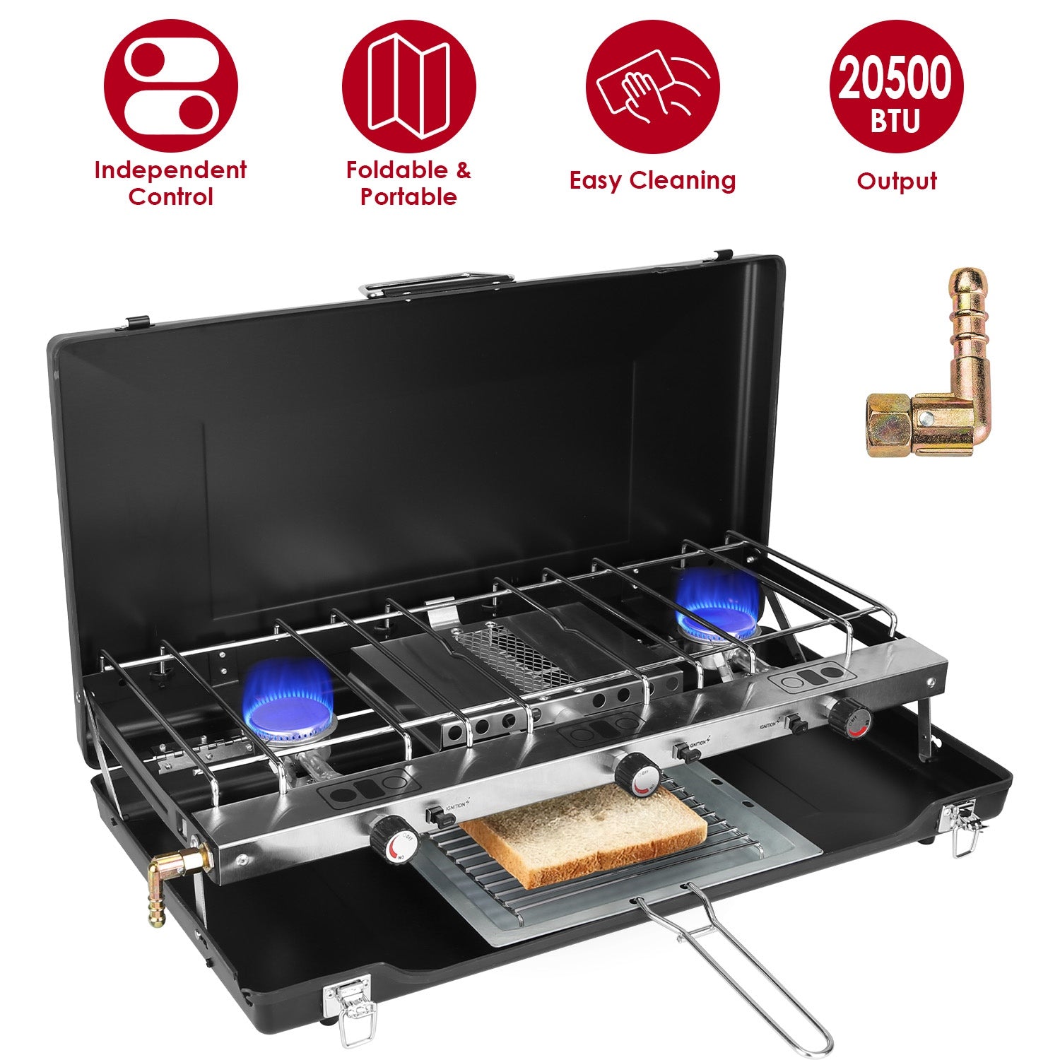 3 Burner Camping Stove Portable Foldable Propane Stove