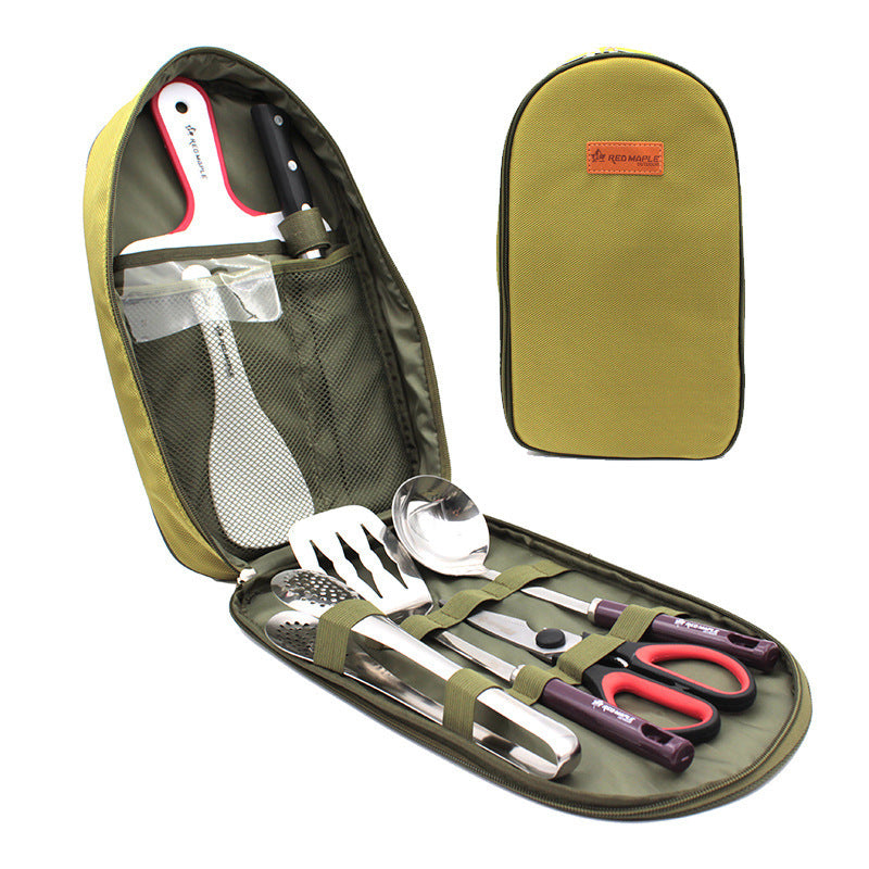 8pcs Camp Kitchen Cooking Utensil Set Travel Organizer Grill Accessories Portable Compact Gear
