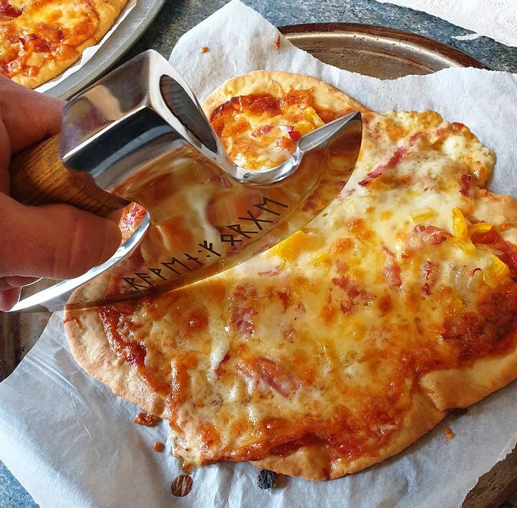 Custom hand forged pizza cutter X, Viking pizza cutter , Viking Bearded Camping cutter, Best Birthday & Anniversary Gift For Him