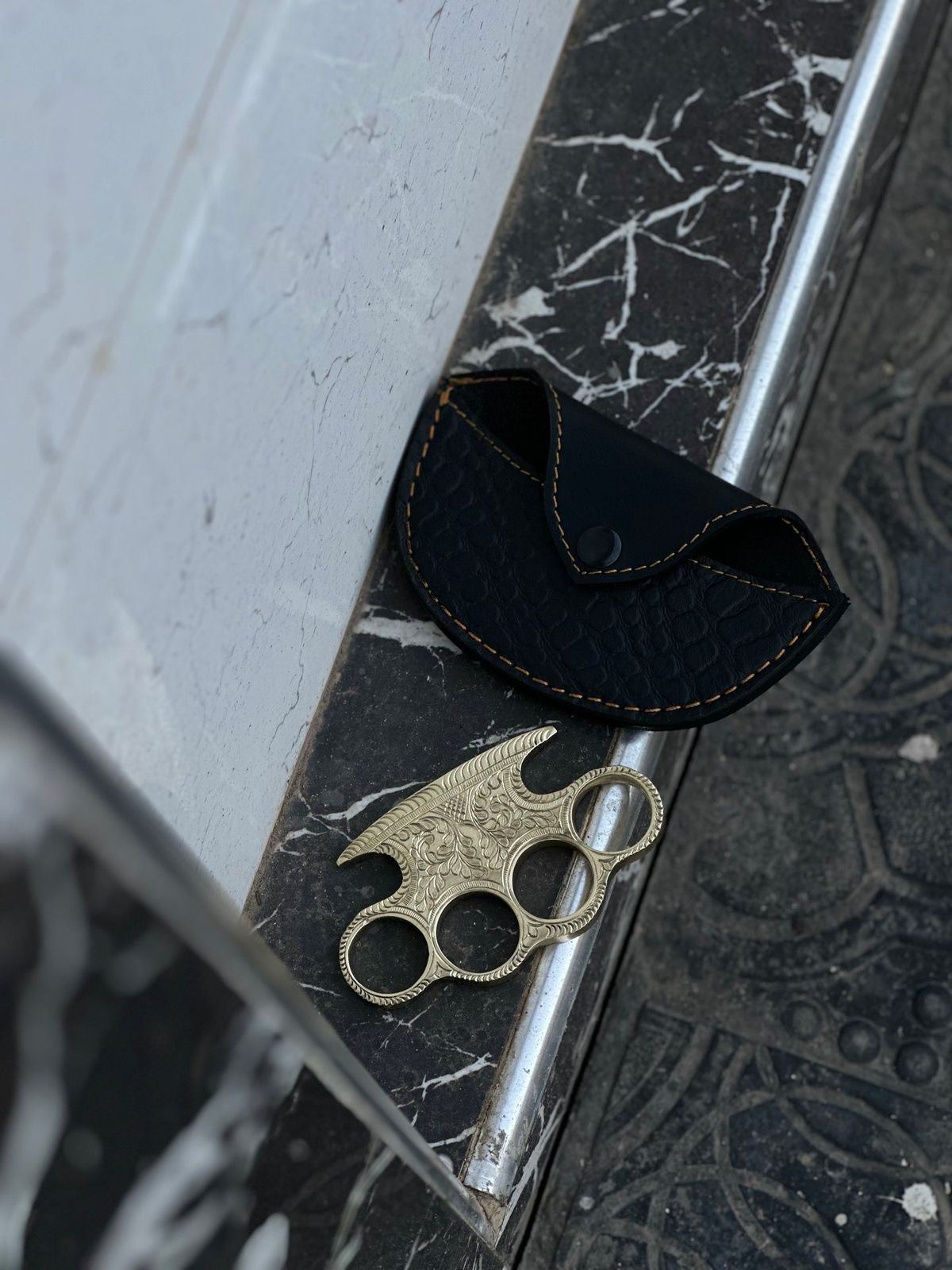 Custom engraved brass knuckle