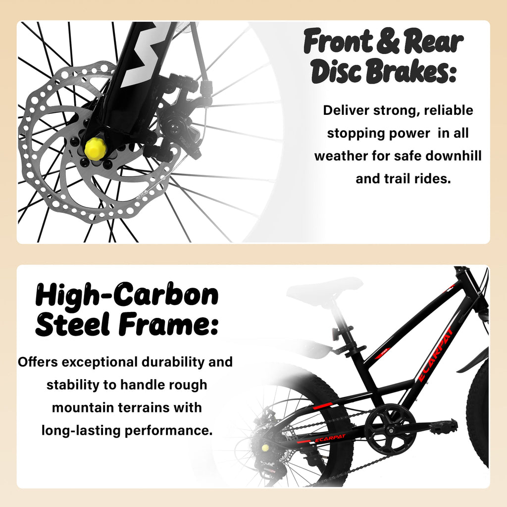 20” Kids Mountain Bike – TrailKid | Front Suspension | 7-Speed | Black
