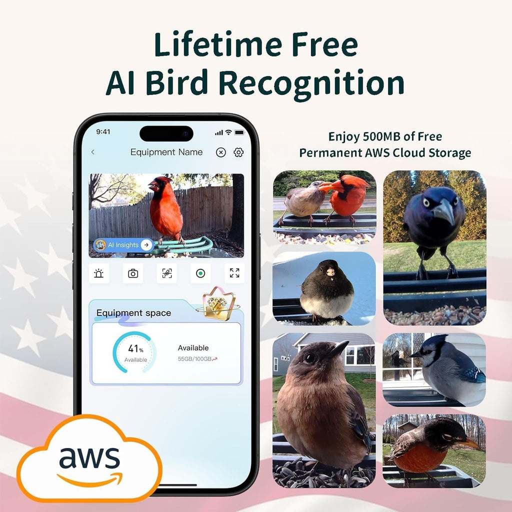Smart Bird Feeder with Camera, 2K HD, Solar Power & AI Bird ID