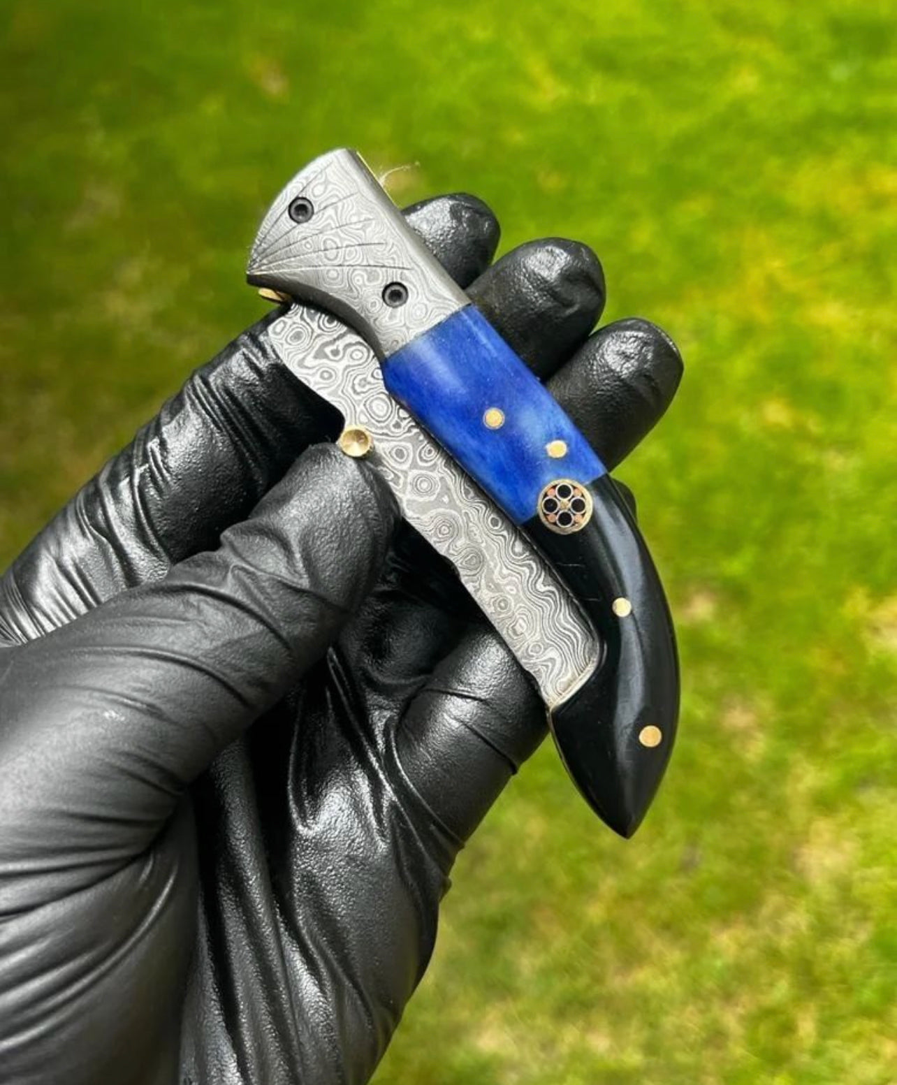 Damascus Steel Pocket Knife - 7.5'' Custom Engraved Gift Knife for Men Husband Dad - Anniversary gifts