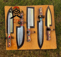 Handmade J2 steel (5pcs) kitchen chef knives set