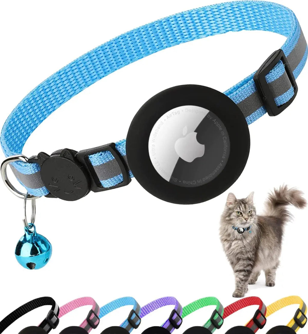 AirTag Cat Collar – Secure & Stylish Reflective Breakaway Collar with Holder & Bell