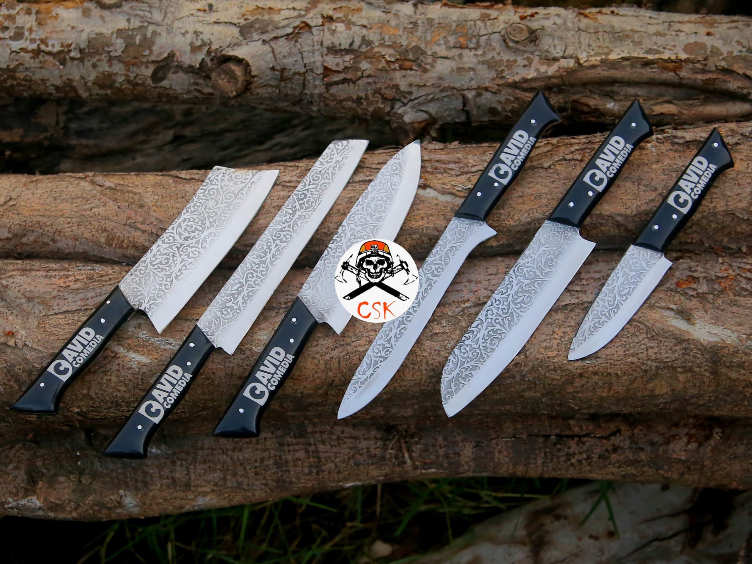 Custom Logo Handles Knives with Etching