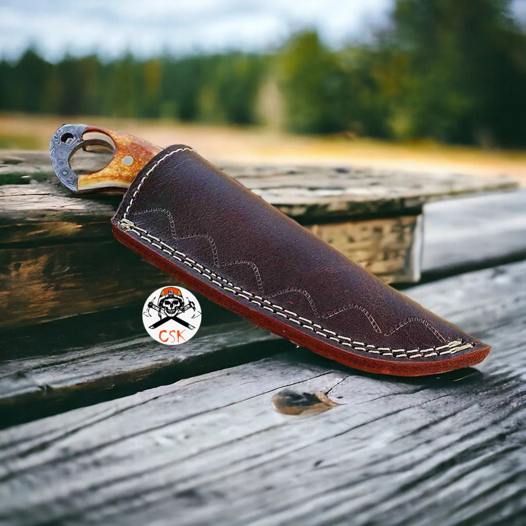 RingTail Hunting Knife – Tinted Camel Bone Handle – Full Tang – Ultimate Outdoor Companion-Knife