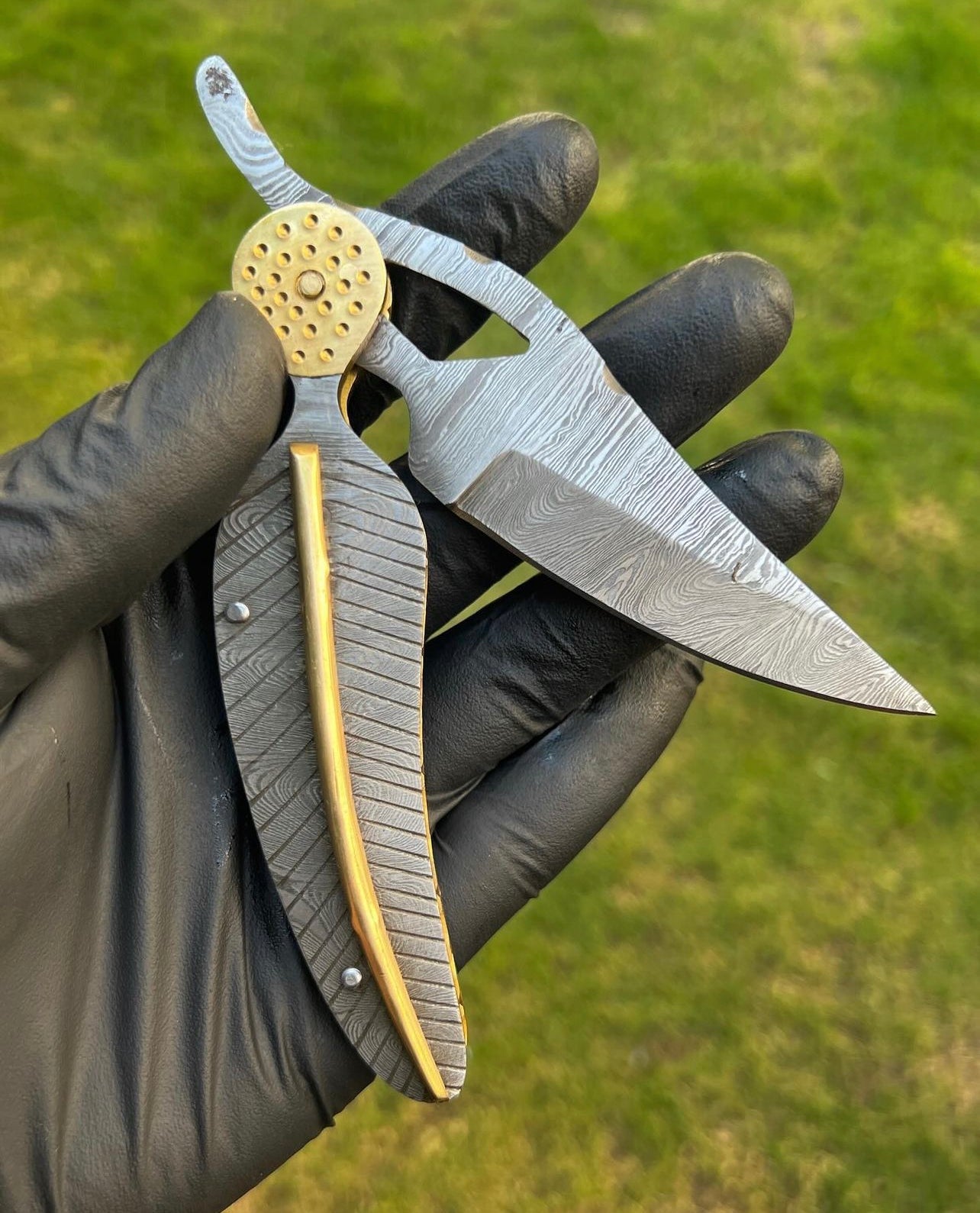Damascus Leaf Pocket knife, Folding Knife, Every Day Carry Knife , Damascus Knives, Gift For Him