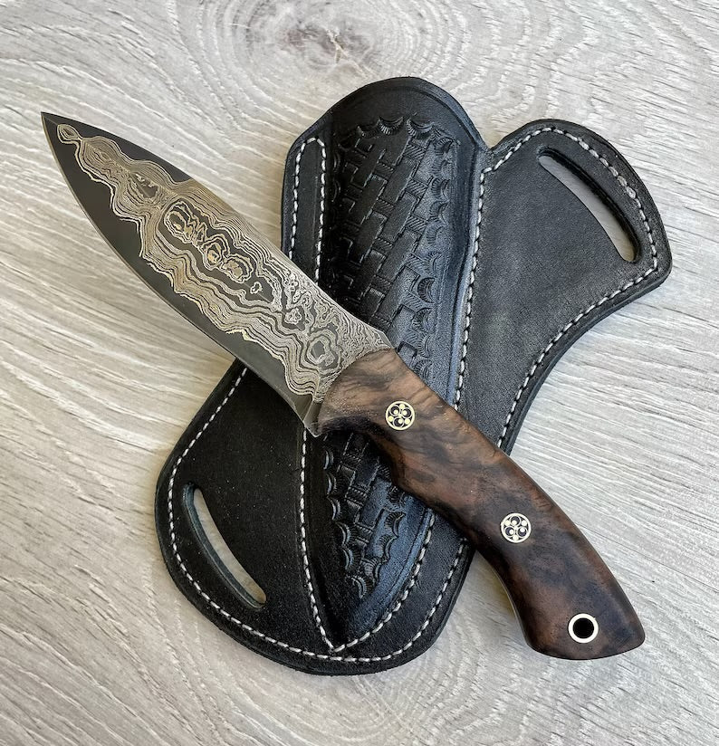REAL DAMASCUS Hunting Knife Wenge Wood Handle - 150 Layers - Blacksmith Made - Camping Knife - Damascus Steel Knife - Survival Knife