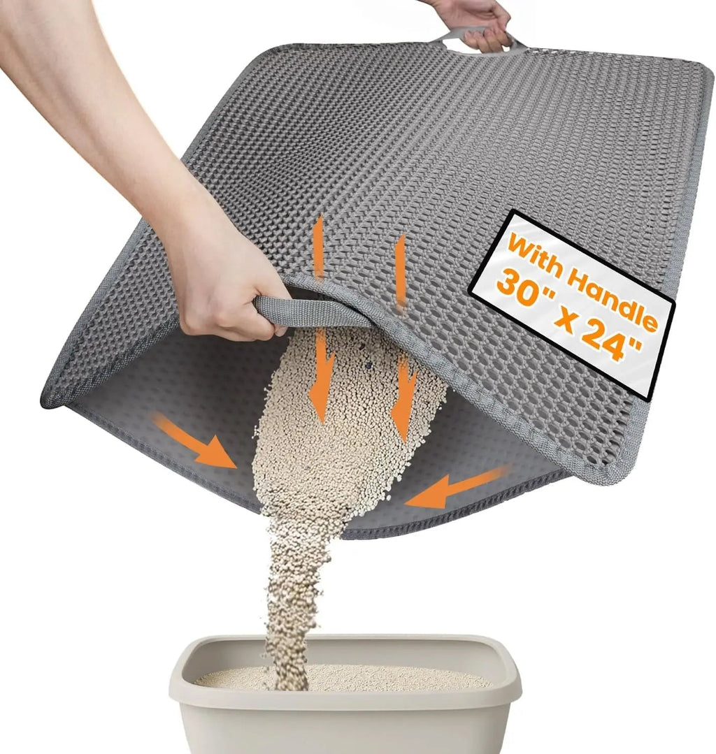 Cat Litter Mat –Waterproof & Urine Proof, Scatter Control, Easy Clean, Washable, BPA-Free