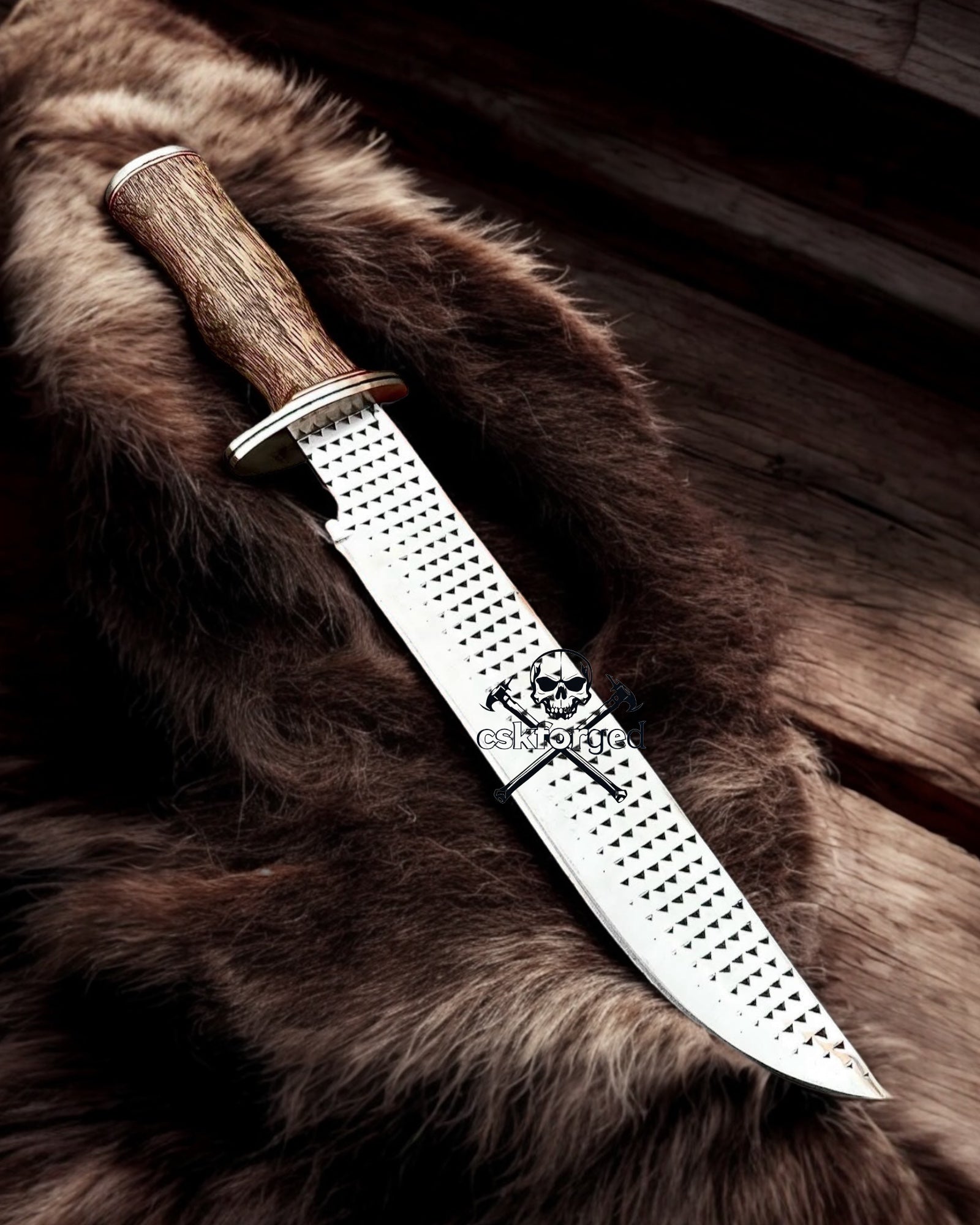 Western Along Knife with Rasp Steel Blade & Walnut Wood Handle
