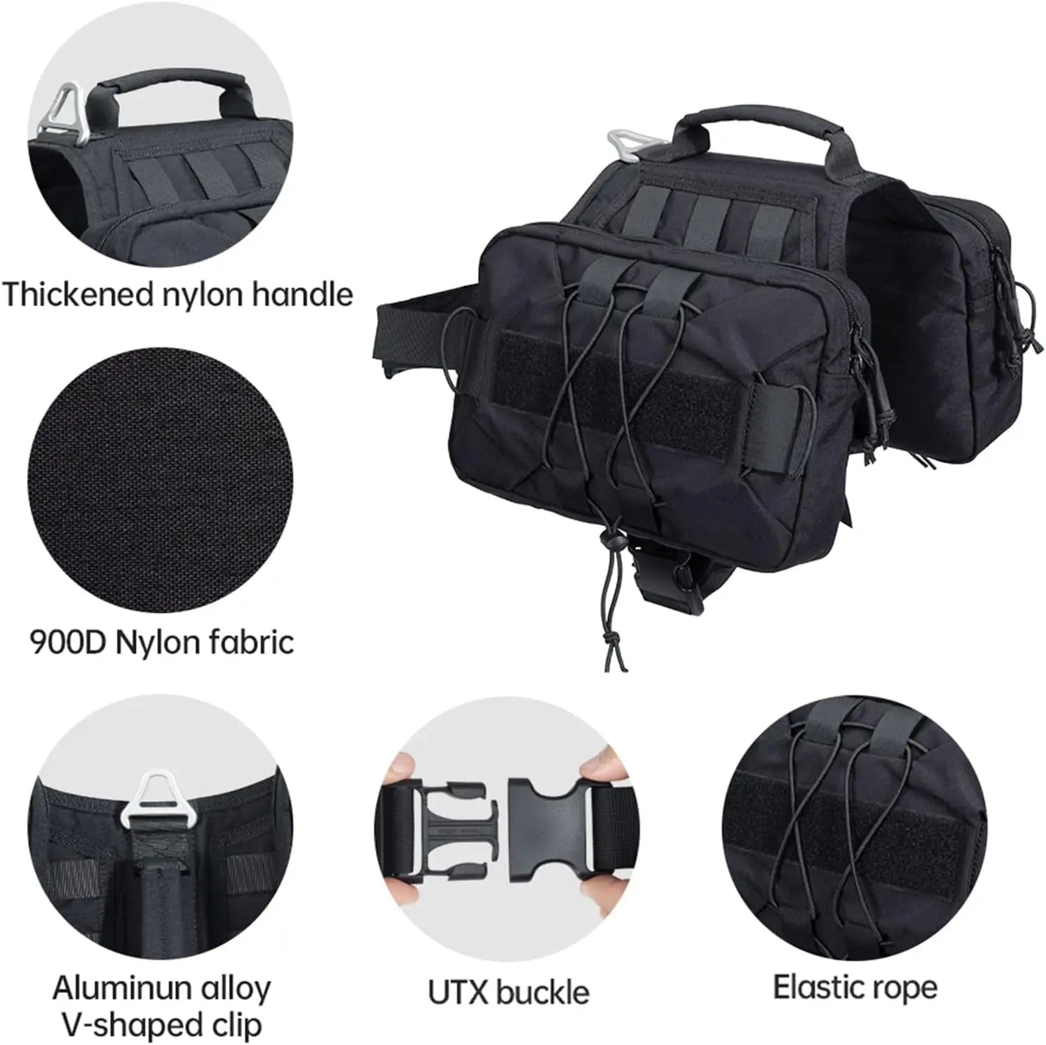 Dog Backpack Tactical Saddle Bag for Hiking & Camping