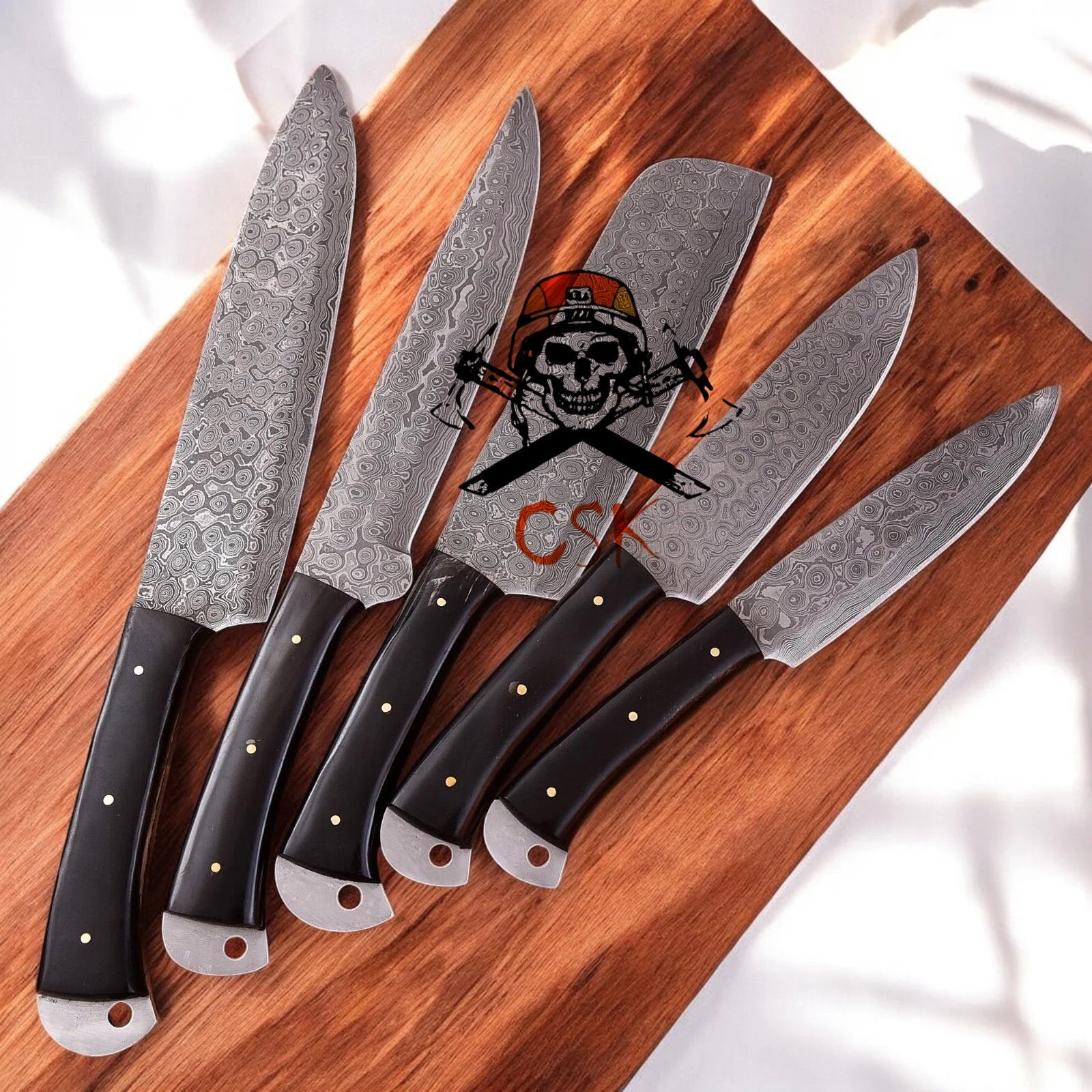 Artisan Damascus Custom (5pcs) Kitchen Knives Set