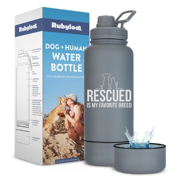 Dog + Human Water Bottle with Detachable  Bowl