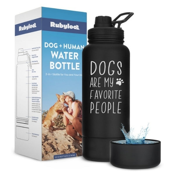 Dog + Human Water Bottle with Detachable  Bowl