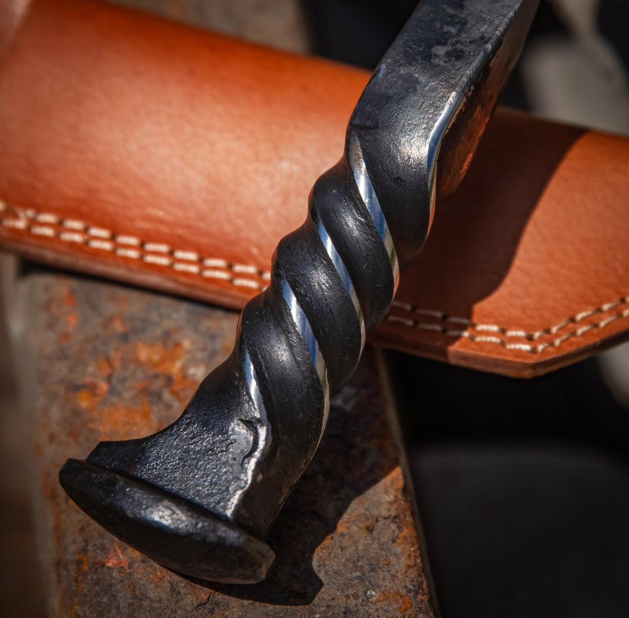 Steel Maiden Hand Forged Twisted Handle Railroad Spike Knife | Full Tang Tanto Perfect Groomsmen Gift Camping Hiking Hunting Blade