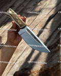 Antler Hunting Knife Custom Engraved Belt Sheath Gift For Men