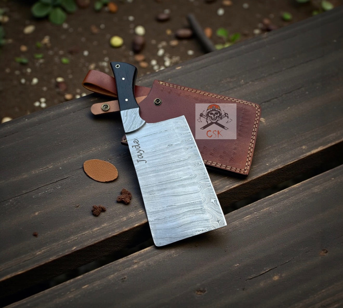 Hand-Forged Butcher & Kitchen Cleaver -13” Damascus Chef Chopper Knife
