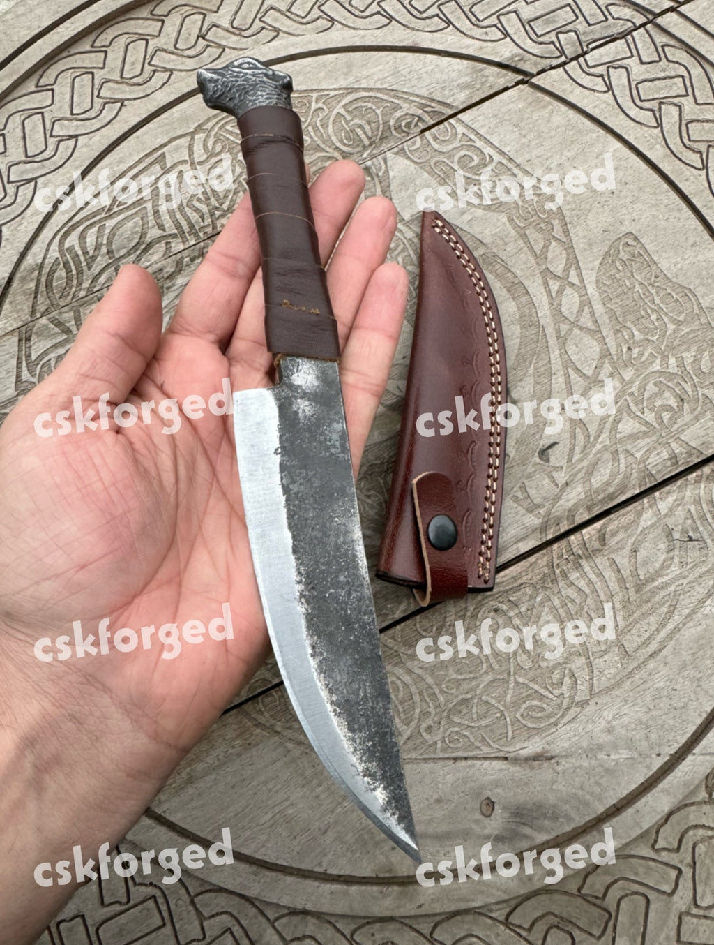 Hand Forged Viking Knife - 5.5" Blade with Boar's Head Hilt - Pocket Dagger - Cosplay Item - Sharp Blade - Birthday Gift - Medieval knife