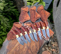 Ranch Cowboy Knives 8 Pcs Set Damascus Steel and Pine Cone Handle