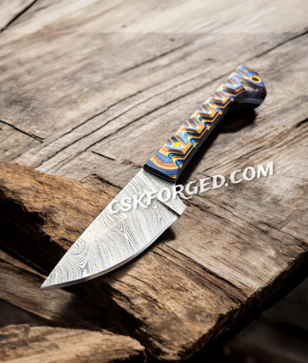 Prideful Fang Caping Damascus 6.6” Survival Knife