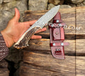 Handmade High carbon Steel Knife with Antler Handle – Razor-Sharp, Patterned Blade for Precision Edge