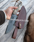 D2 Steel Hunting & Survival Knife Antler Handle