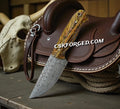 Cowboy Belt Knife 8" Damascus Blade with Pine-Cone Handle