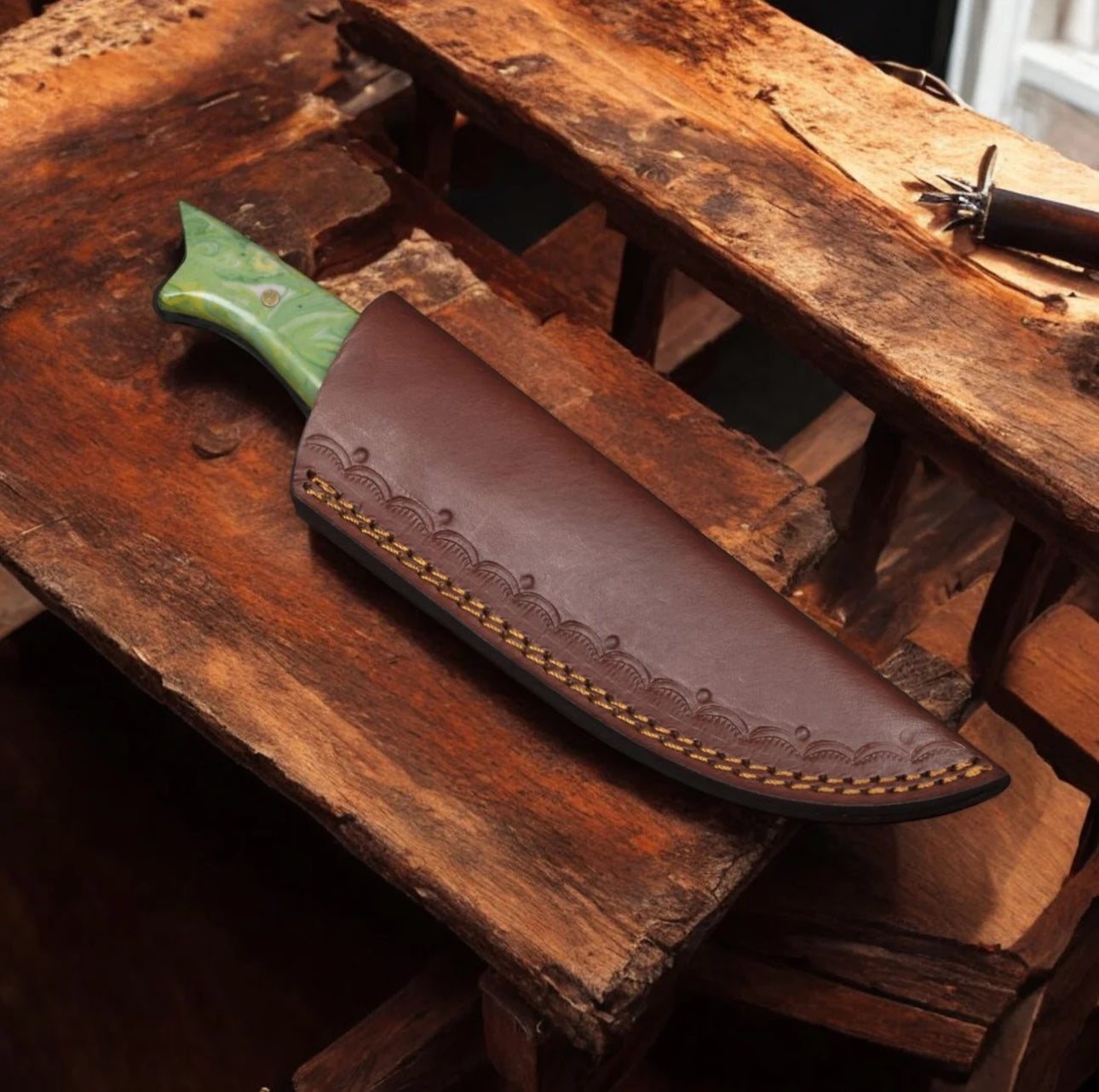 Camel Bone Hand Forged Damascus Steel Hunting Knife