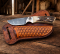 Ranch Cowboy Knife - 3.5” Damascus Steel with CrossDraw Sheath