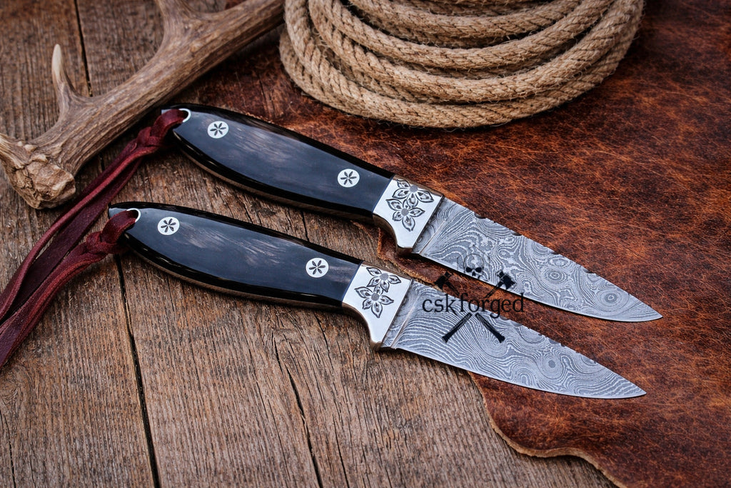 Rancher Buckaroo Knifes Collection – 3” Damascus Blade with Belt Sheath