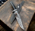Hand-Forged Damascus Steel Hunting Knife – Full Tang Fixed Blade with Premium Sheath