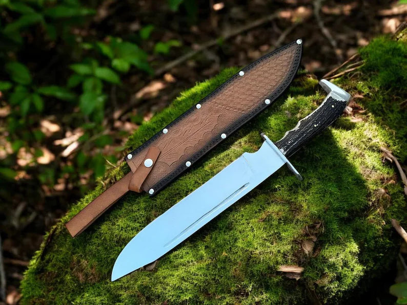 Highlander Stag Handle Knife– 18" Custom Handmade D2 Steel Blade