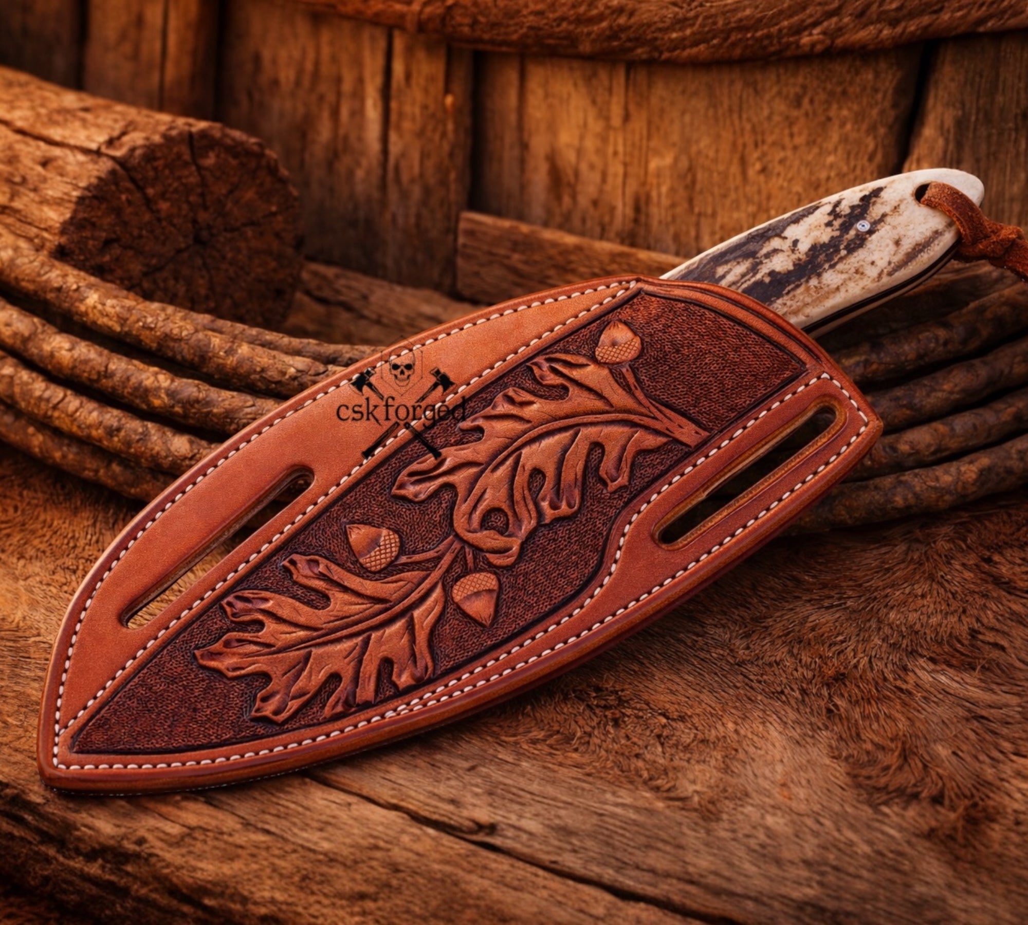 The Last Buckaroo Knife - 4” Damascus Blade with Antler & Turquoise Handle