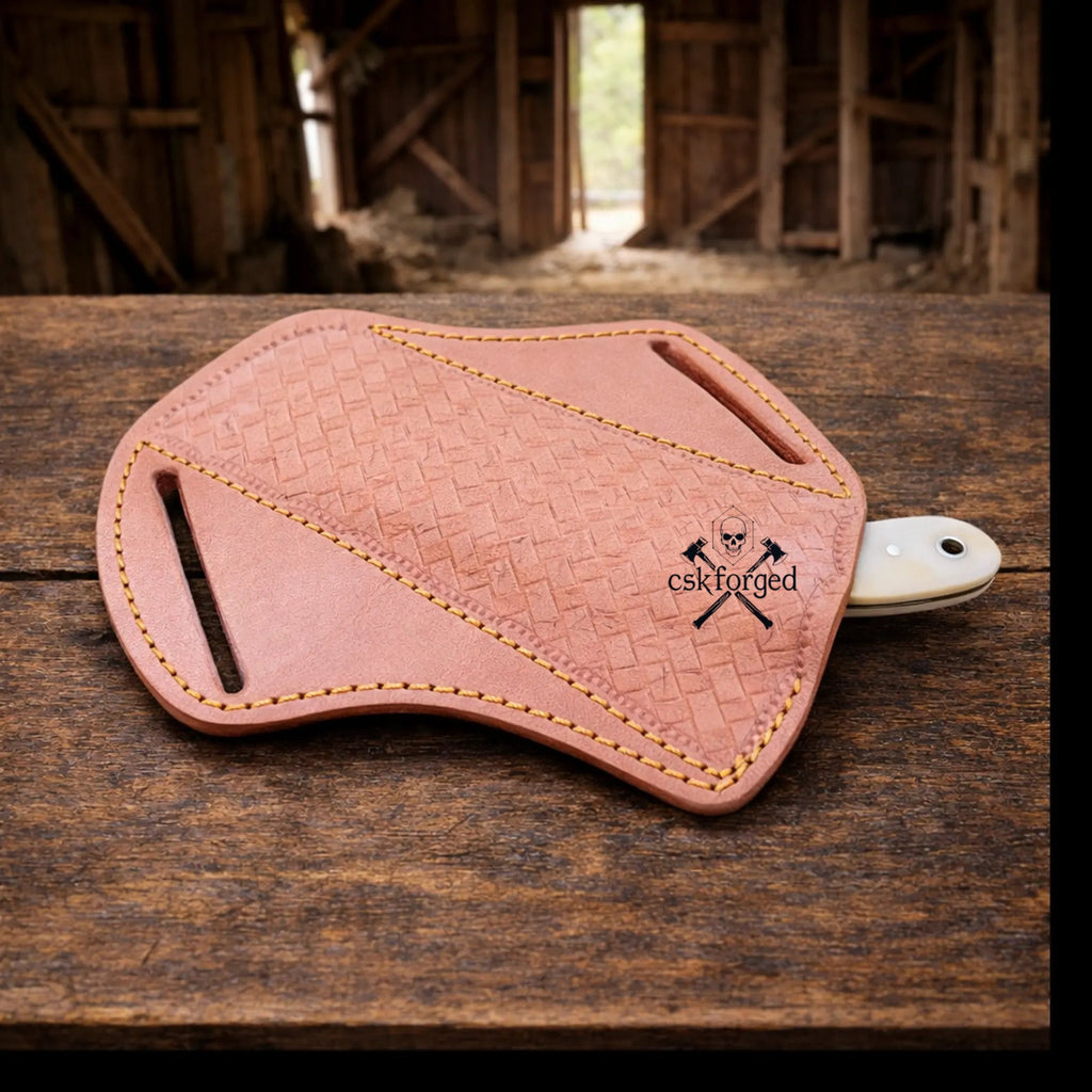 Cowboy Knife Rasp Steel Blade Bone Handle with Pancake Sheath