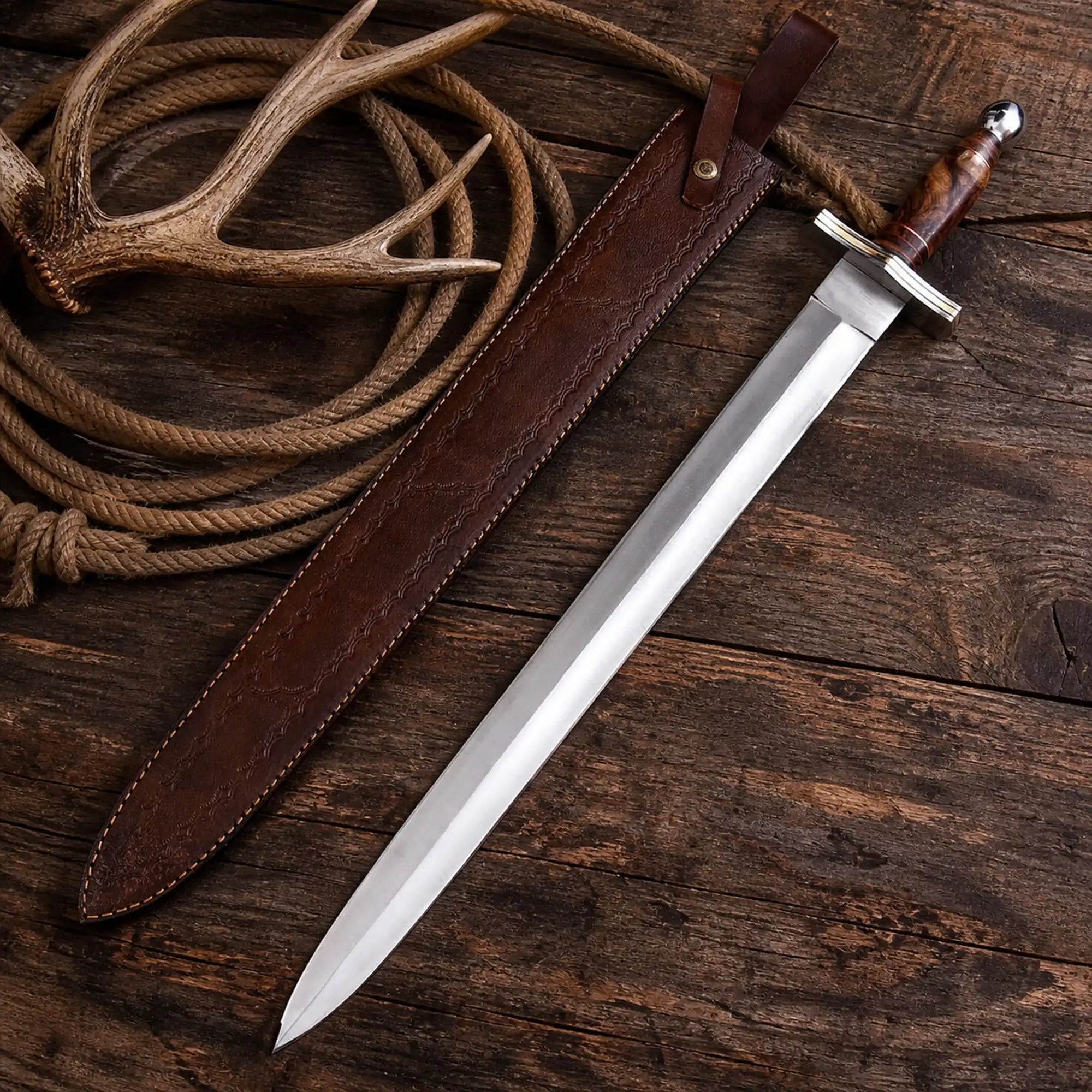 Sword Cowboy Fang High Carbon Steel Blade with Wood Handle