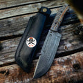 Damascus Steel Hunting & Survival Bushcraft Knife with Pine-Cone Handle
