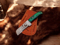 Damascus Bull Cutter Knife Pakka Wood & Belt Sheath