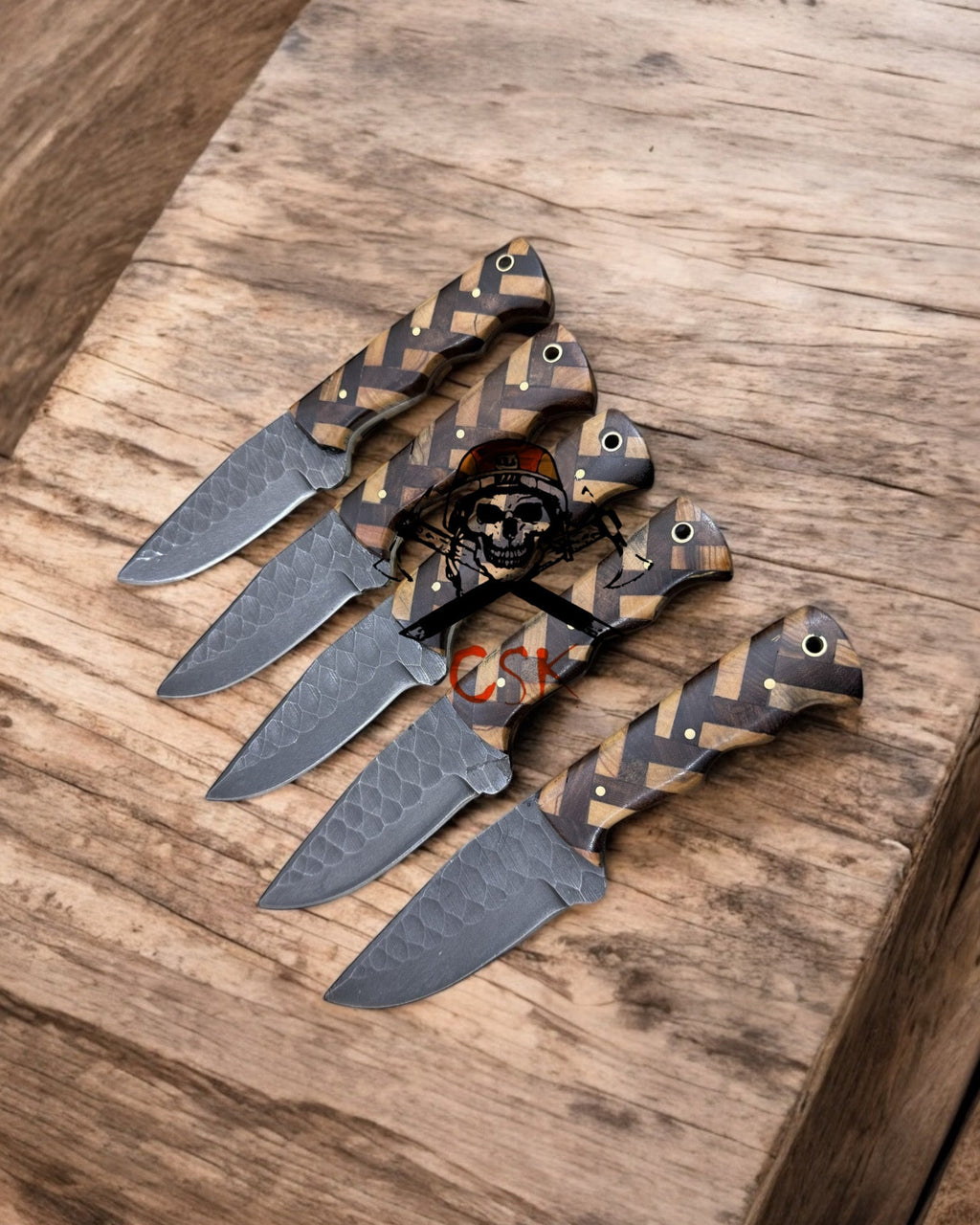Deal 5pcs Cowboy Belt Knife High Carbon Tool Steel Blade with Wood Handle